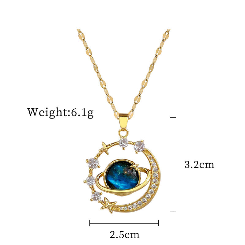 Collar “Cielo Azul Saturno” – símbolo de un amor leal e infinito | Aleación de metales + circones ✨ | Mega DCTO a partir de 2 unidades