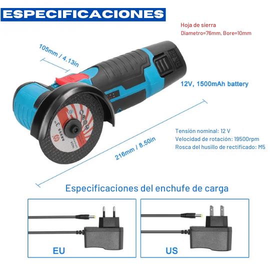 Mini Pulidora Angular Inalámbrica + FULL Accesorios ⚡🔧