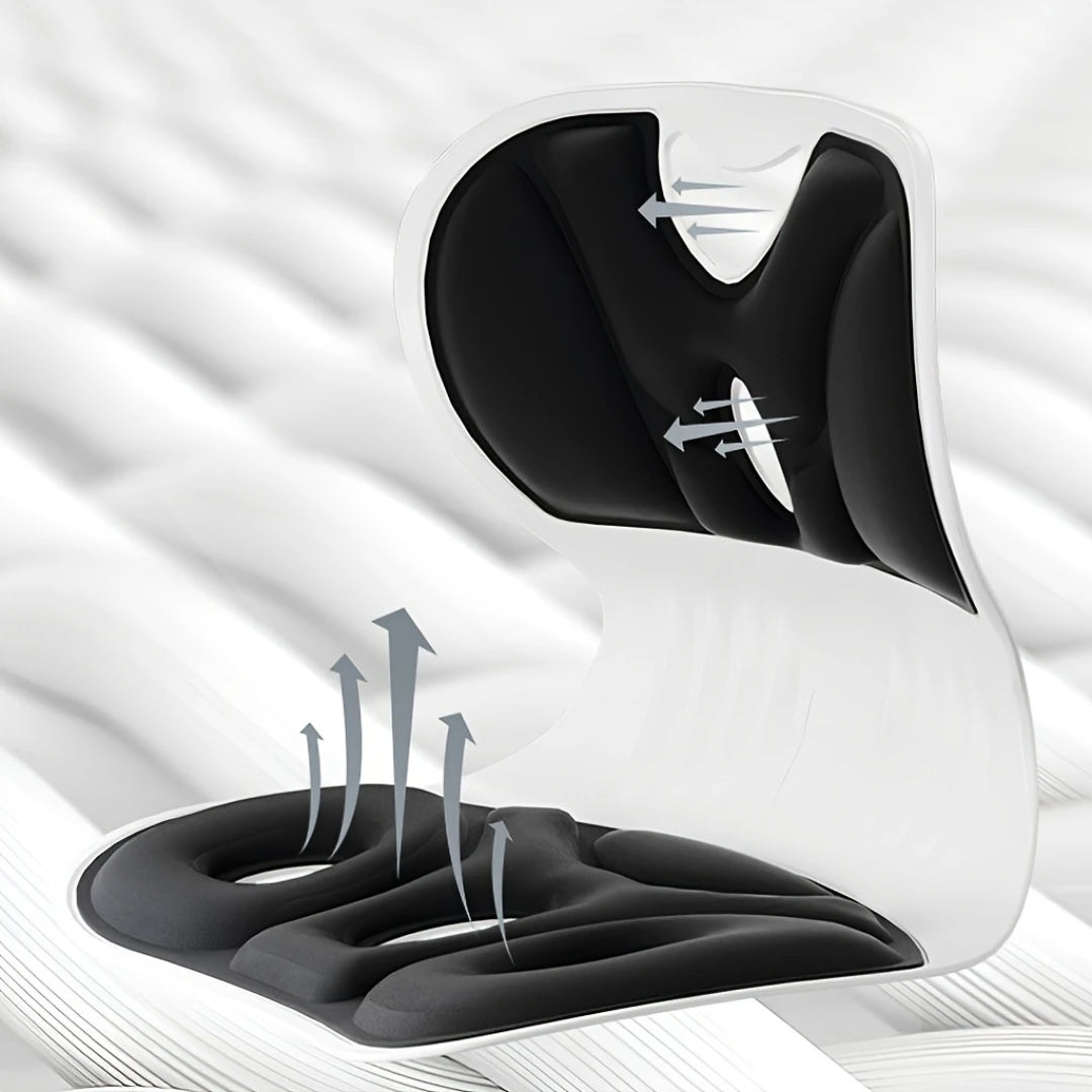 Soporte lumbar | Corrector de postura ergonómico | Se adapta a variedad de sillas y espacios | Compra YA y reduce el dolor HOY 20% DCTO