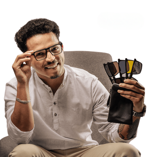 Gafas con 6 lentes intercambiables – Un solo marco, diferentes estilos al instante | Clip magnético: cambia en 1 segundo | ¡Descuento promocional! 🔥