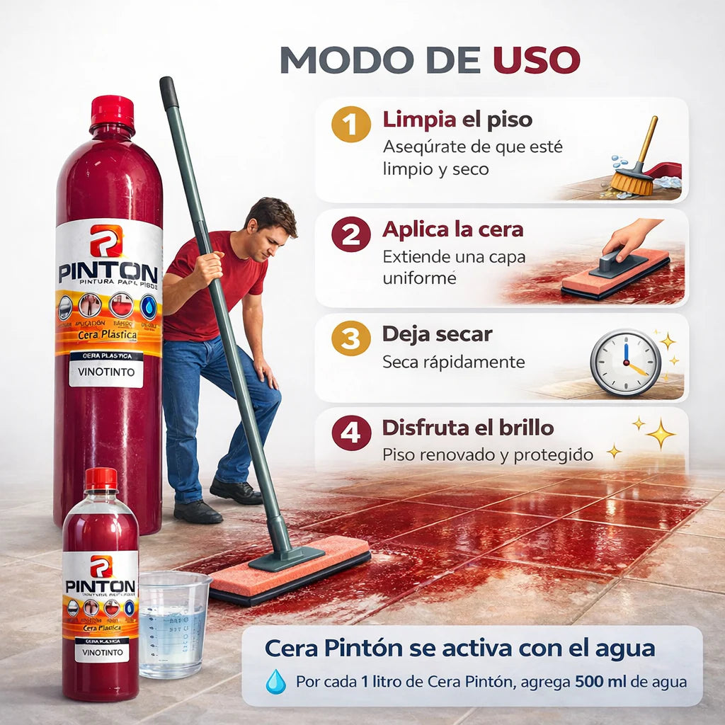 Cera Plástica Pinton de 1 Litro: Abrillanta, protege y facilita la limpieza diaria ✨