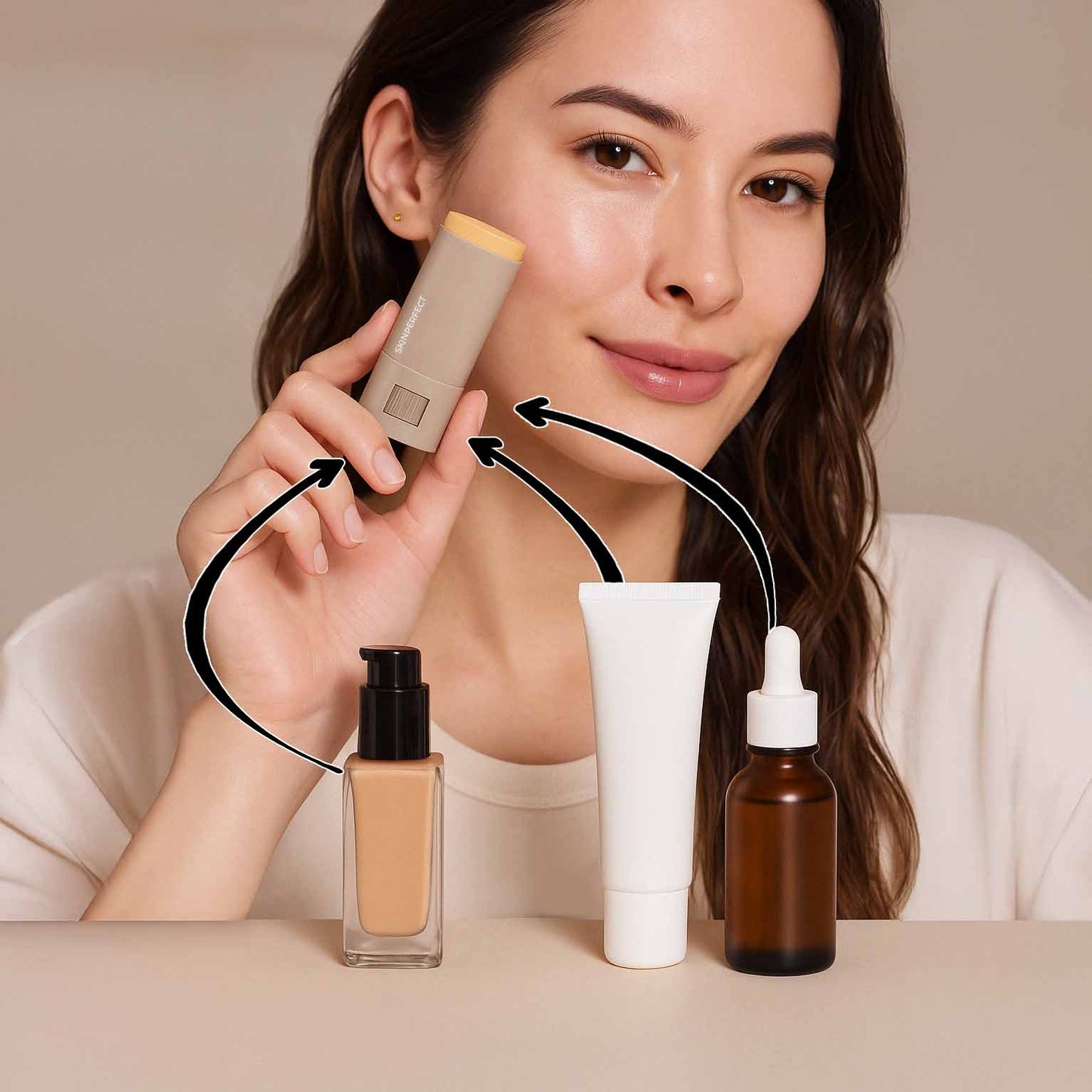 SkinPerfect – Base & Serum en barra: cobertura natural e hidratación todo el día | Especial para cualquier Tono de Piel | Mega oferta de 3Unid HOY 🔥