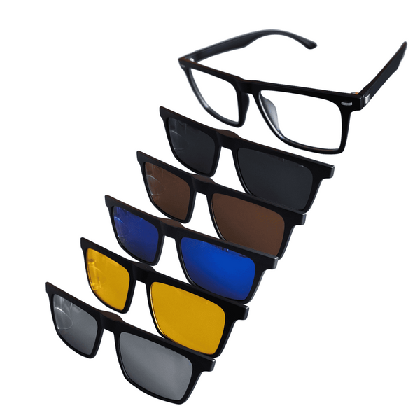 Gafas con 6 lentes intercambiables – Un solo marco, diferentes estilos al instante | Clip magnético: cambia en 1 segundo | ¡Descuento promocional! 🔥