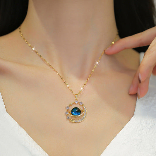 Collar “Cielo Azul Saturno” – símbolo de un amor leal e infinito |  Aleación de metales + circones  ✨ | Mega DCTO  a partir de 2 unidades