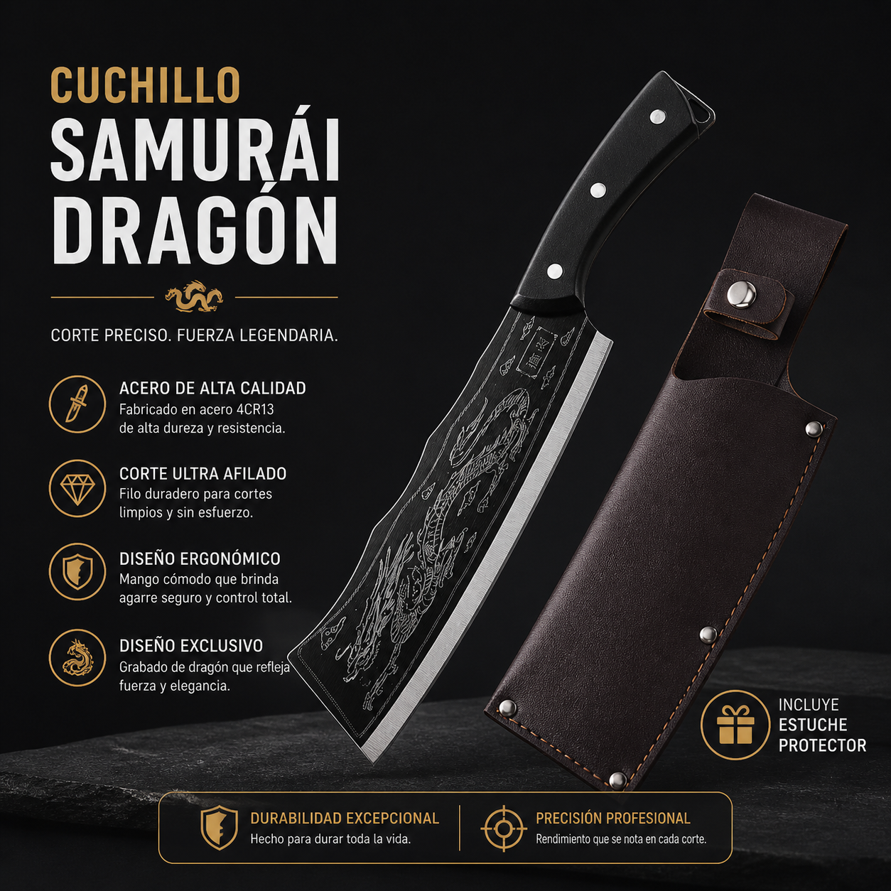 Cuchillo Samurai Dragon: Corte Preciso y Potente 🔪