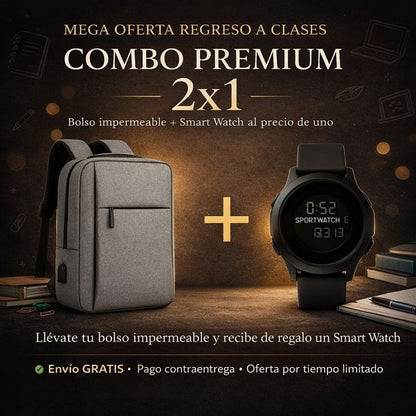 Súper COMBO 2X1: Bolso Impermeable +  Smart Watch Digital 🎁 | PROMO de Regreso a Clases 📖