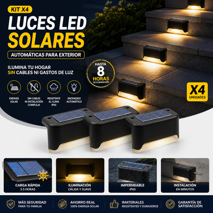 Kit X4 Luces LED Solares Automáticas: Ilumina tu hogar sin cables ni gastos de luz 💡