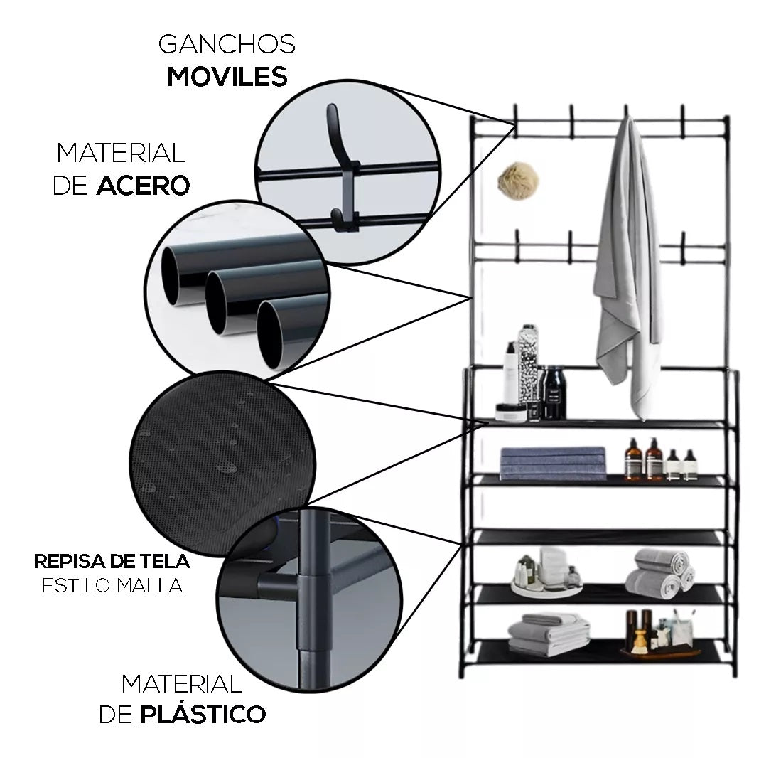 Zapatero Perchero Organizador de 5 niveles: Más orden, menos estrés todos los días ✨