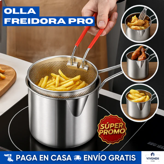 🔥Olla Freidora PRO en Aluminio con Canastilla: Incluye regalo de un Libro de Recetas🍟