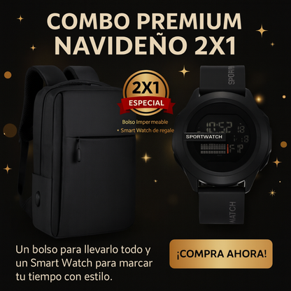 Súper COMBO 2X1: Bolso Impermeable +  Smart Watch Digital 🎁 | Mega PROMO Navideña ☃️