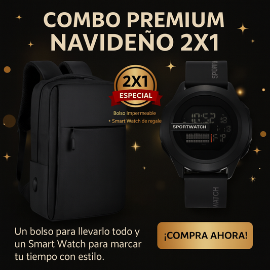 Súper COMBO 2X1: Bolso Impermeable +  Smart Watch Digital 🎁 | Mega PROMO Navideña ☃️