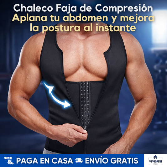 Chaleco Faja de Compresión con Cierre y Broches Internos: Recibe Obsequio de Ebook Plan de Entrenamiento + Batidos Saludables