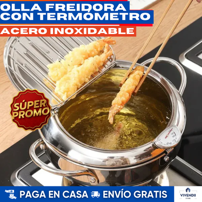 Olla Freidora Japonesa con Termómetro 🛡️