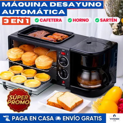 Máquina Desayunos 3 en 1 Sokany (horno + cafetera + sartén) ⚡
