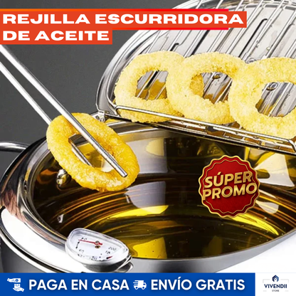 Olla Freidora Japonesa con Termómetro 🛡️