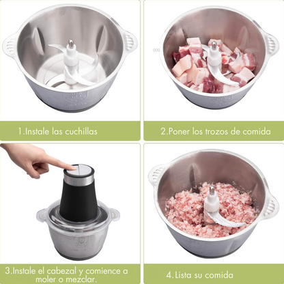 Molino Picadora Eléctrico 2 Litros Acero: Pica, tritura y prepara en segundos sin esfuerzo 🍽️
