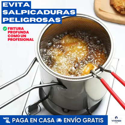 🔥Olla Freidora PRO en Aluminio con Canastilla: Incluye regalo de un Libro de Recetas🍟