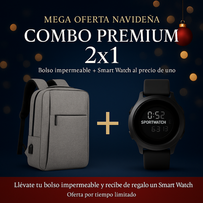 Súper COMBO 2X1: Bolso Impermeable +  Smart Watch Digital 🎁 | Mega PROMO Navideña ☃️