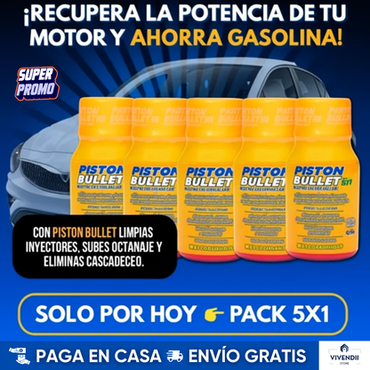Aditivo Piston Bullet Bio | Pack Especial X5 Unidades 🛒 Máximo Rendimiento + Ahorro Garantizado ✅