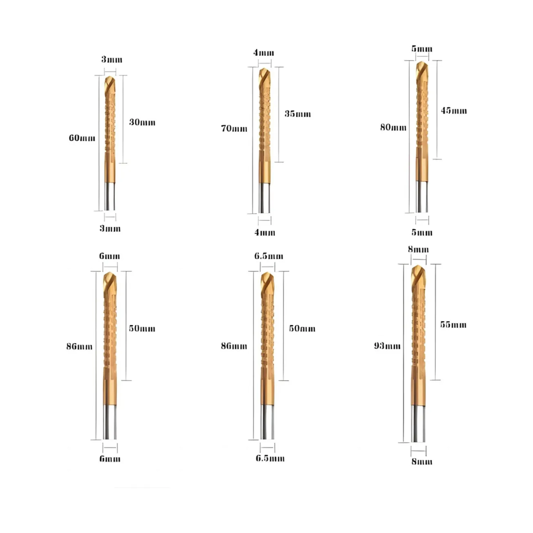 Set x 6 Brocas de corte lateral recubiertas en Titanio