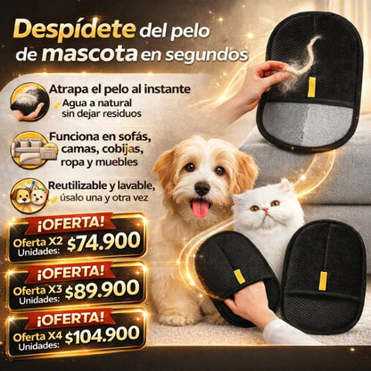 Guante removedor pelos de mascota - Aseo de doble cara reutilizables | Aprovecha hoy y limpia sin esfuerzo 🔥