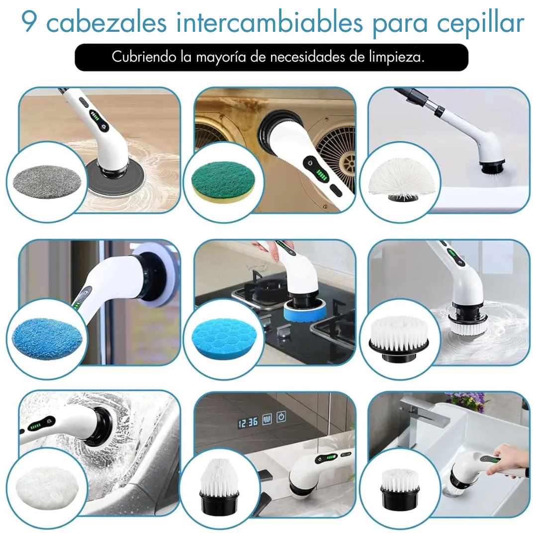 CEPILLO ELECTRICO MULTIUSOS 9 EN 1🪣 INCLUYE TODOS LOS ACCESORIOS🧽