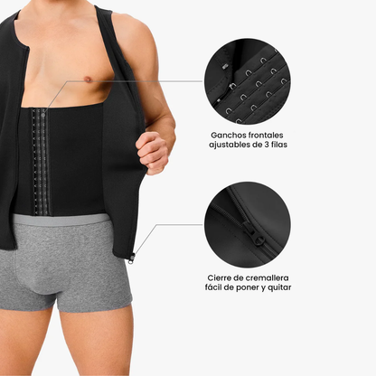 Chaleco Faja de Compresión con Cierre y Broches Internos: Recibe Obsequio de Ebook Plan de Entrenamiento + Batidos Saludables