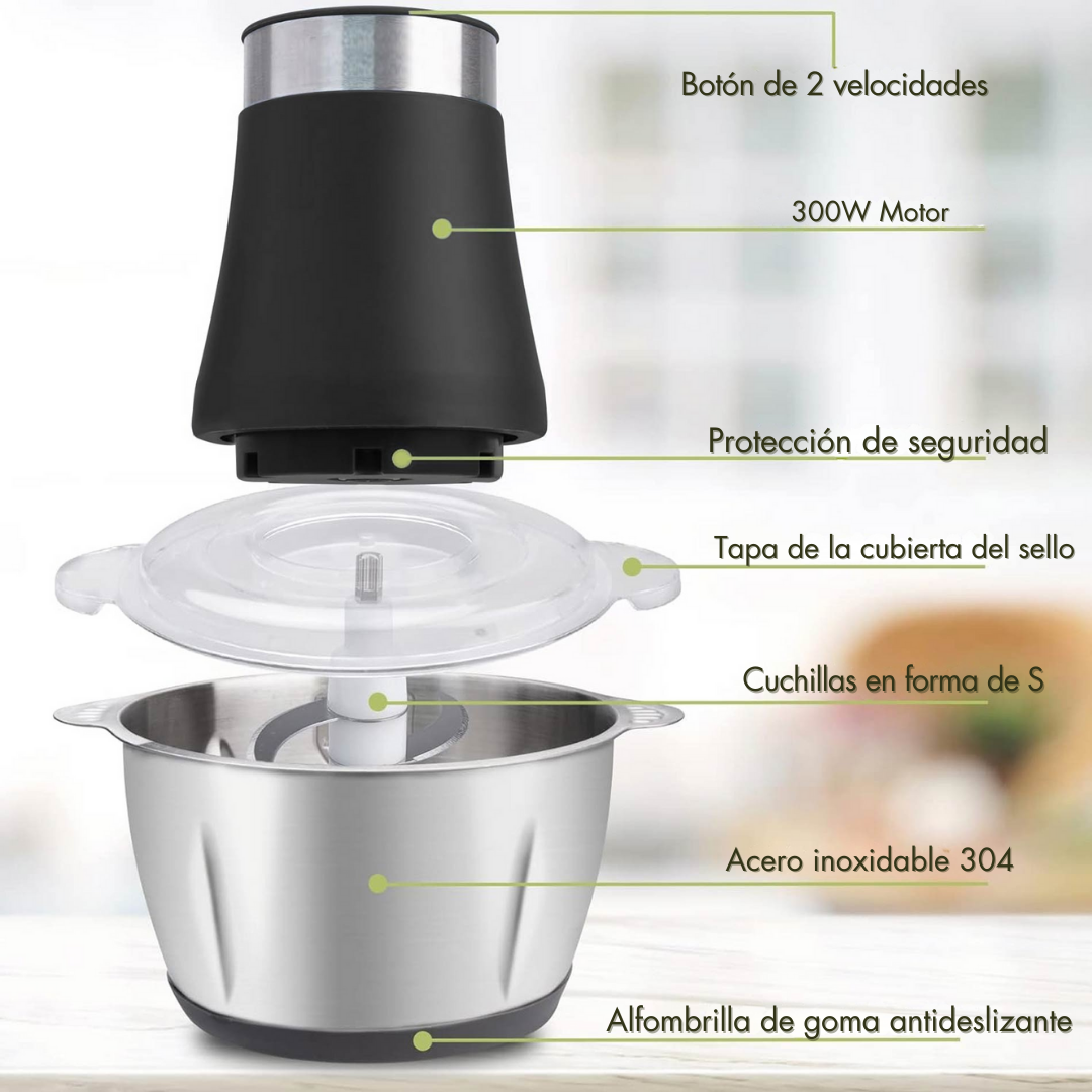 Molino Picadora Eléctrico 2 Litros Acero: Pica, tritura y prepara en segundos sin esfuerzo 🍽️