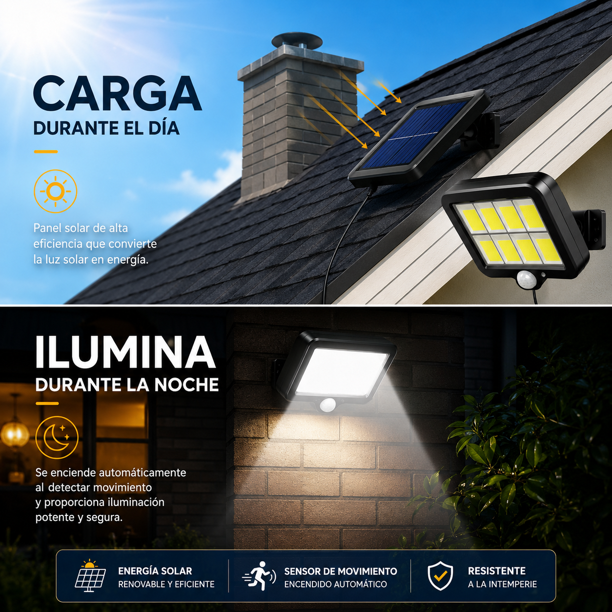 Reflector Solar Inteligente Con Sensor de Movimiento ☀️