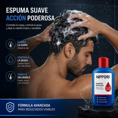 Shampoo NIPPORI Anticaspa: Elimina la Caspa y Controla la Grasa de tu Cabello
