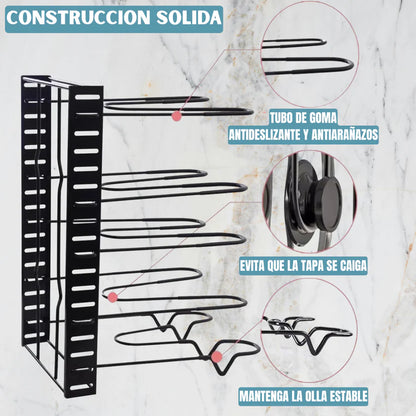 Organizador Metálico de Ollas y Sartenes de 8 Niveles: Más espacio, Menos Desorden