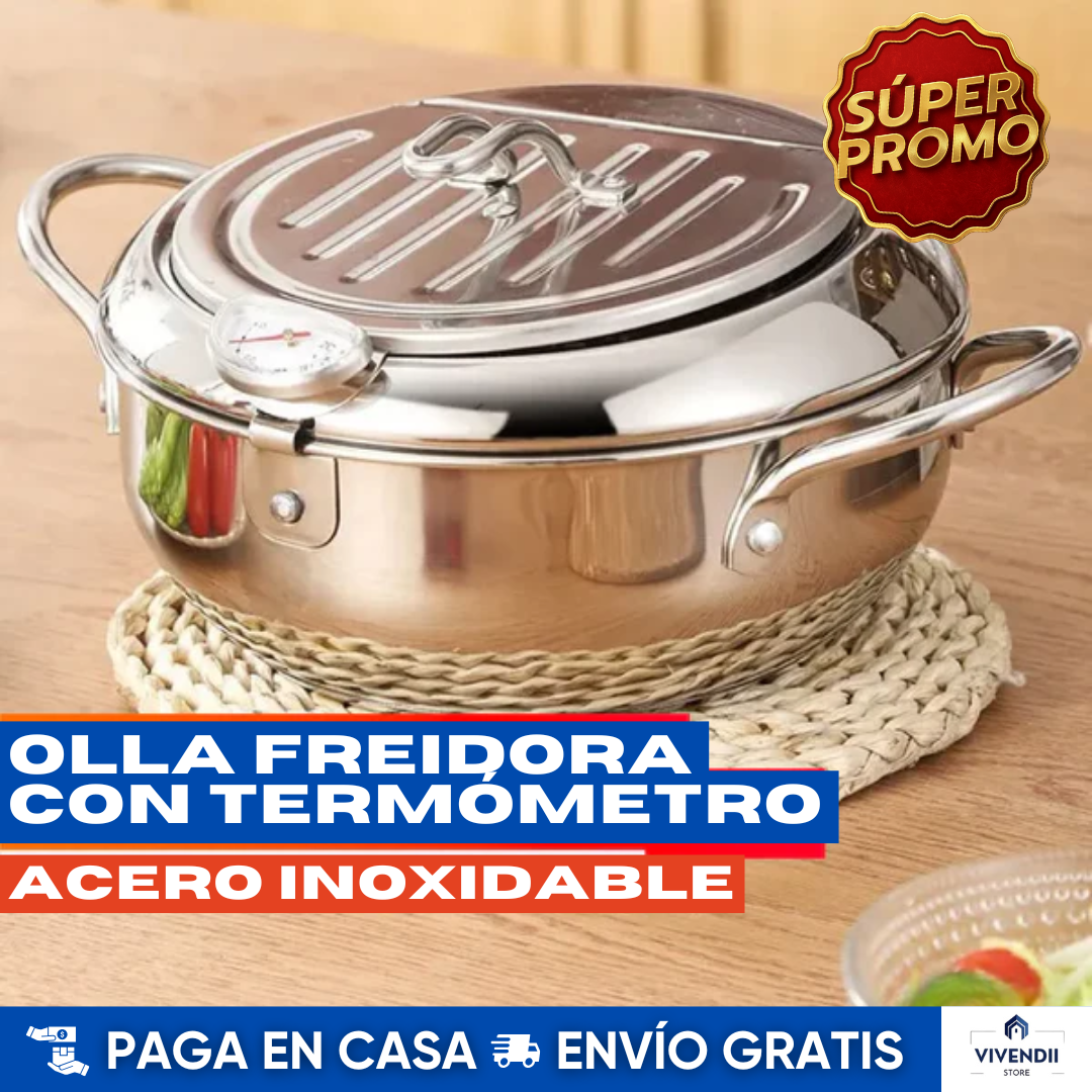 Olla Freidora Japonesa con Termómetro 🛡️