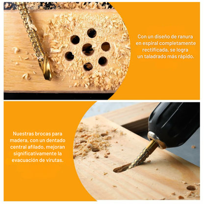 Set x 6 Brocas de corte lateral recubiertas en Titanio