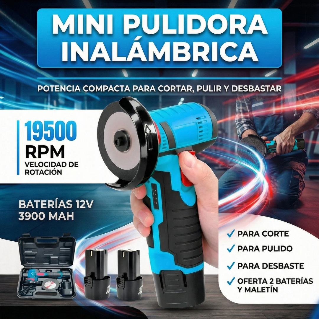 Mini Pulidora Angular Inalámbrica + FULL Accesorios ⚡
