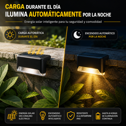 Kit X4 Luces LED Solares Automáticas: Ilumina tu hogar sin cables ni gastos de luz 💡