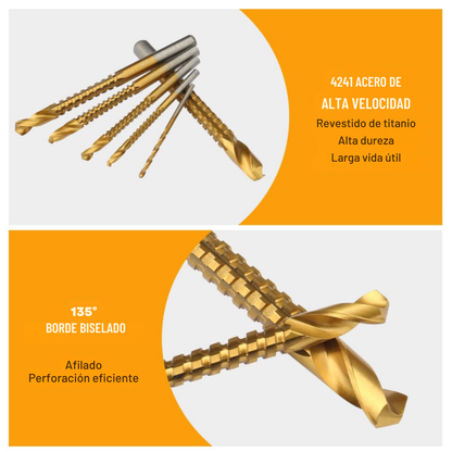 Set x 6 Brocas de corte lateral recubiertas en Titanio