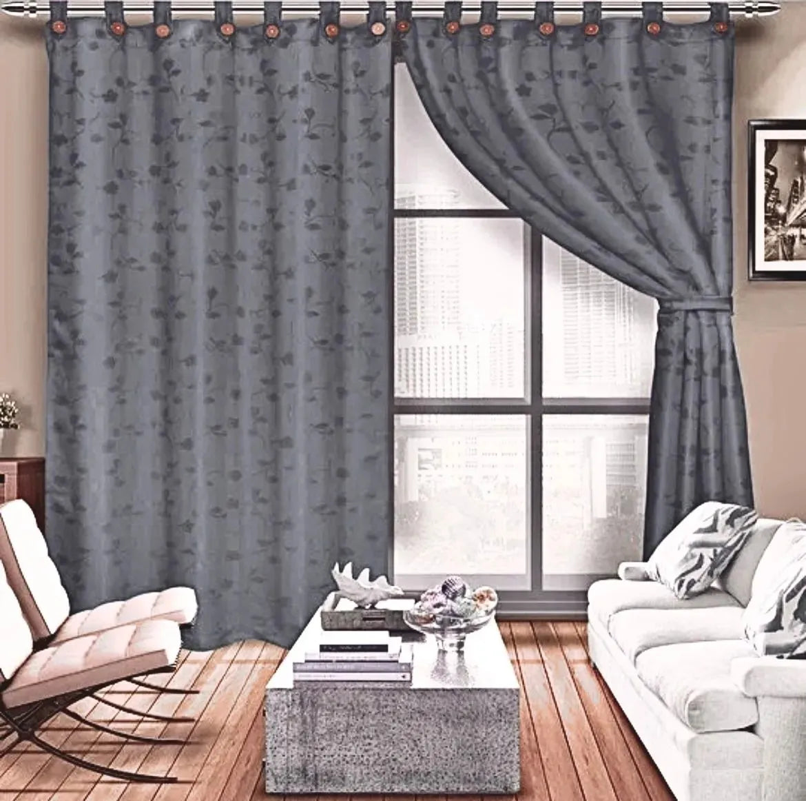 Cortinas Jacquard Blackout Anti Luz: Set de 2 Paneles 280x210cm