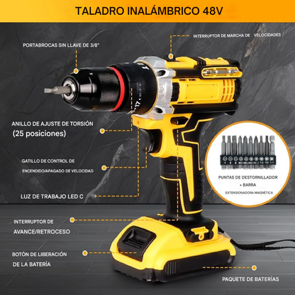 Combo Taladro Inalámbrico 48V + Juego de Herramientas Kit Completo🛠️