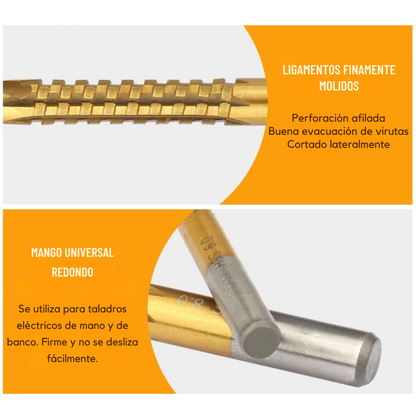 Set x 6 Brocas de corte lateral recubiertas en Titanio