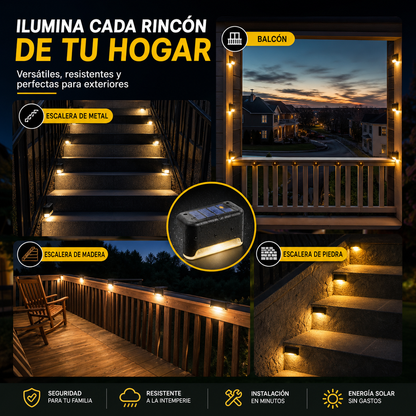 Kit X4 Luces LED Solares Automáticas: Ilumina tu hogar sin cables ni gastos de luz 💡