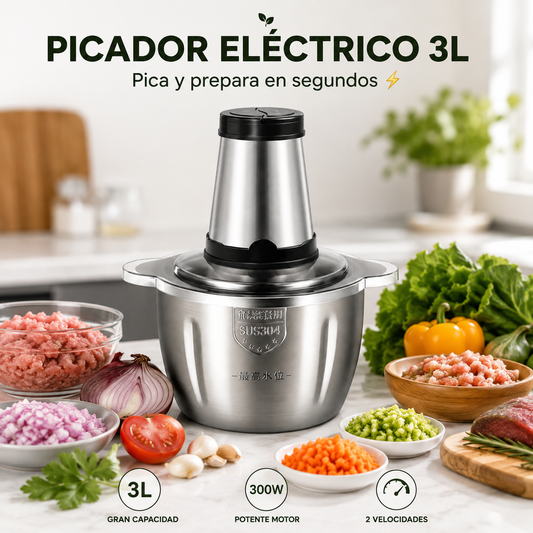 PICADOR DE GRAN CAPACIDAD 3 LITROS + LIBRO DE RECETAS GRATIS 🔪 🥩