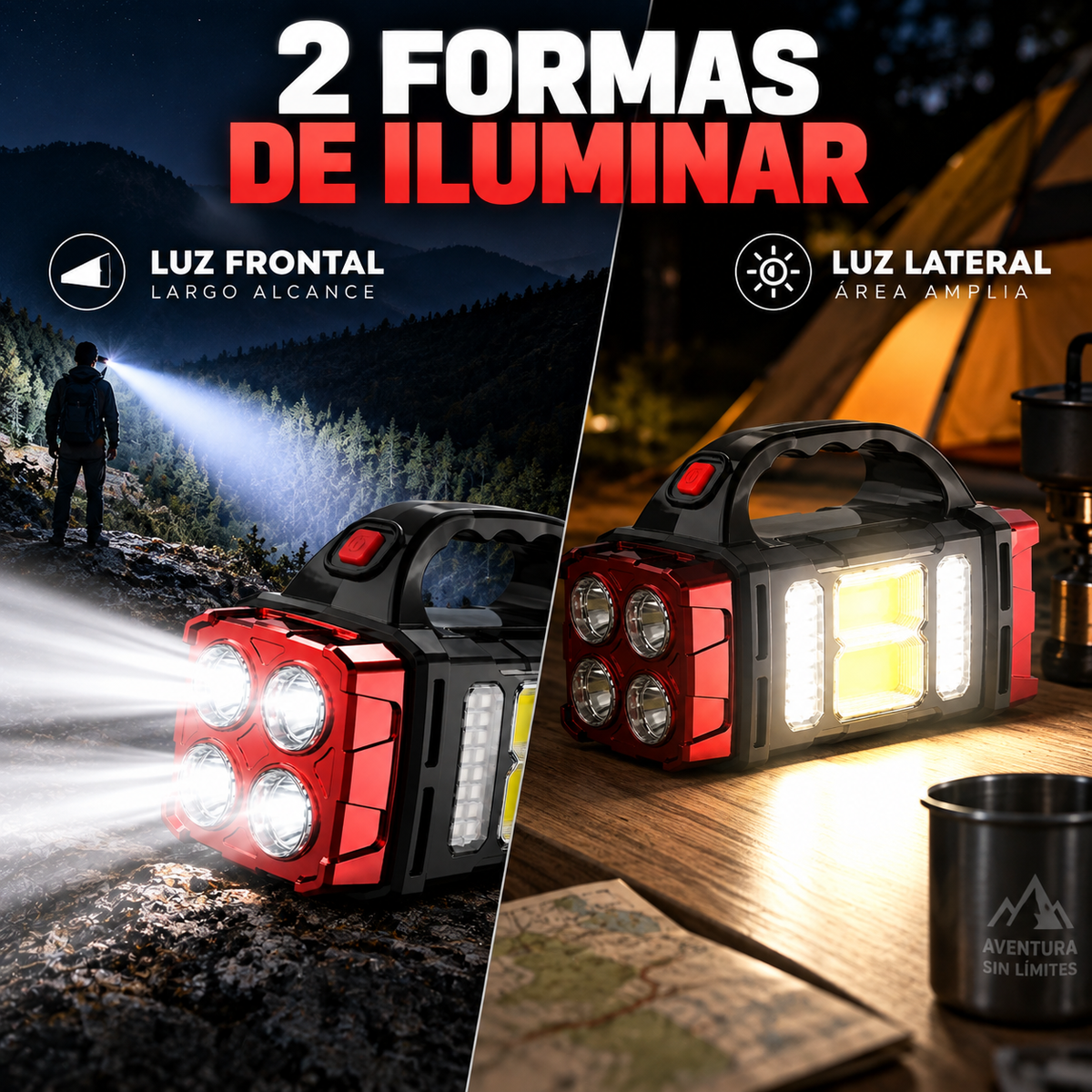 LINTERNA SÚPER POTENTE 4 LED ⚡ | TODO TERRENO 💥
