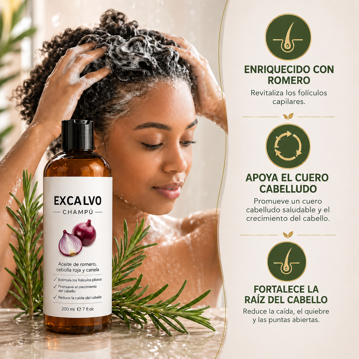 SHAMPOO EXCALVO | FUERZA Y VOLUMEN PARA TU CABELLO 🌱