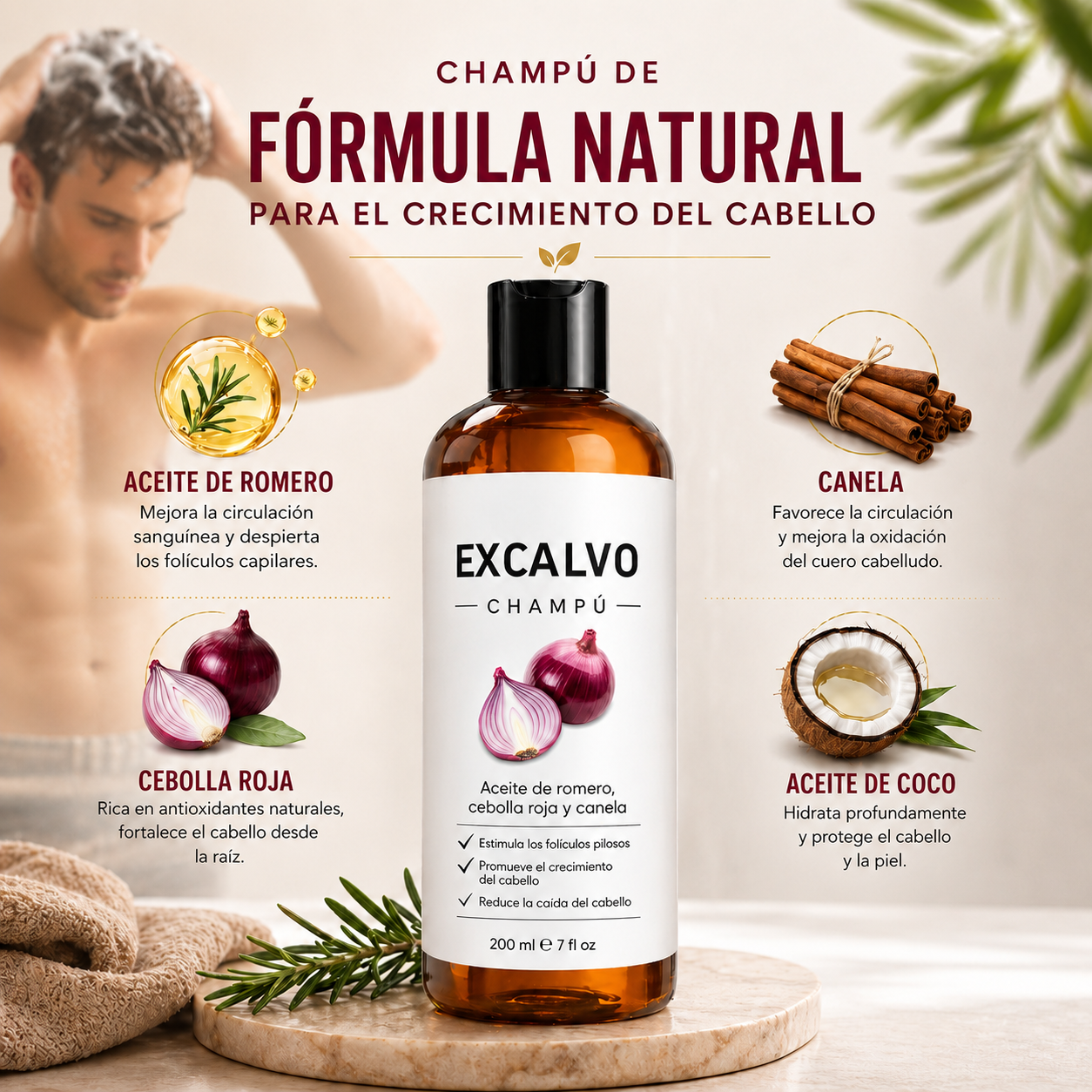 SHAMPOO EXCALVO | FUERZA Y VOLUMEN PARA TU CABELLO 🌱