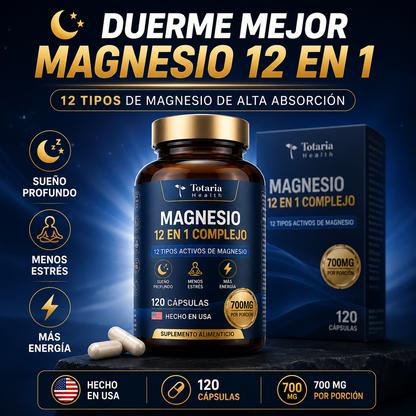 Magnesio 12 En 1 Complex: Descansa Mejor y Reduce el Estrés ⚡