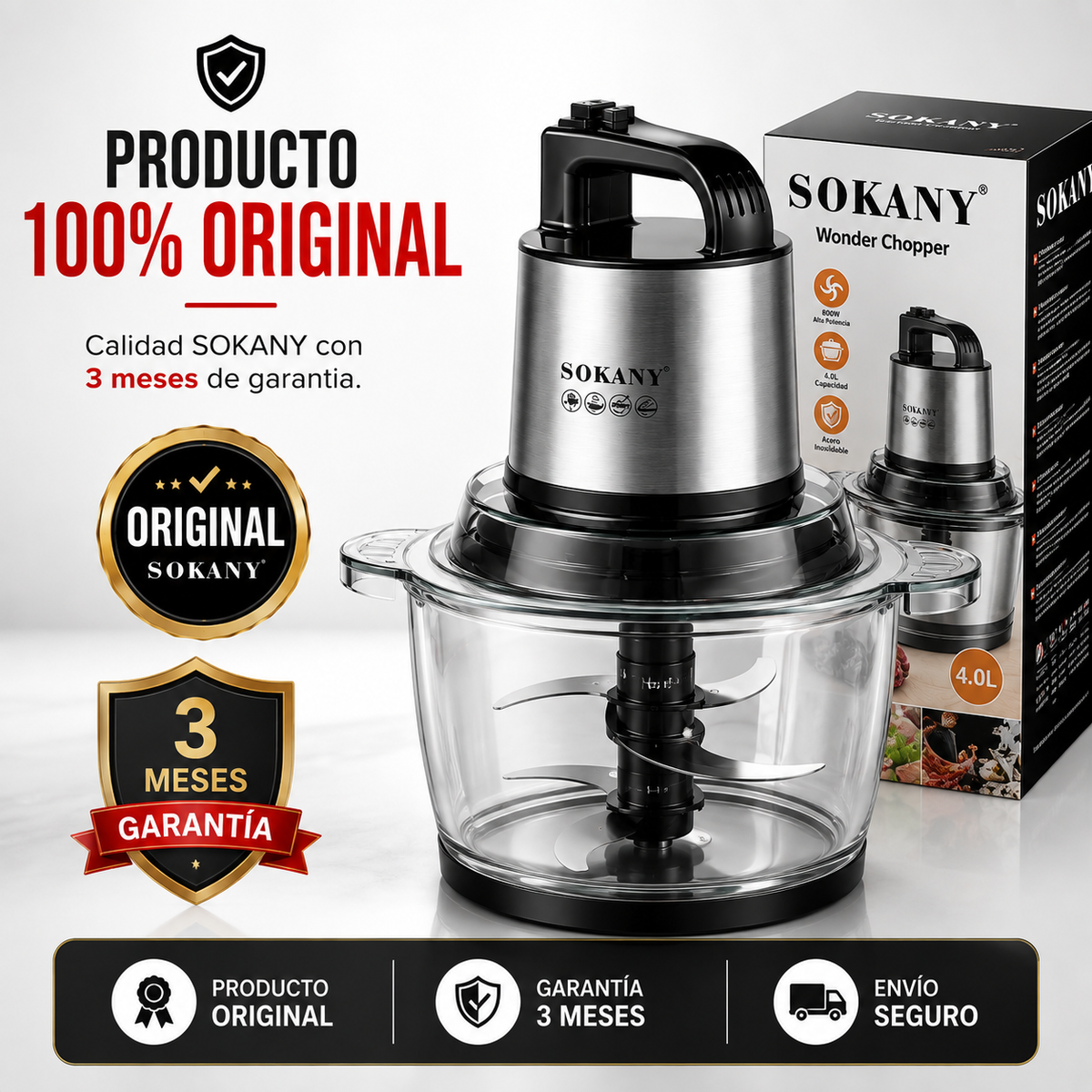 PICADOR ELÉCTRICO | SOKANY 800W CAPACIDAD 4 LITROS 🔪GRATIS LIBRO DE RECETAS