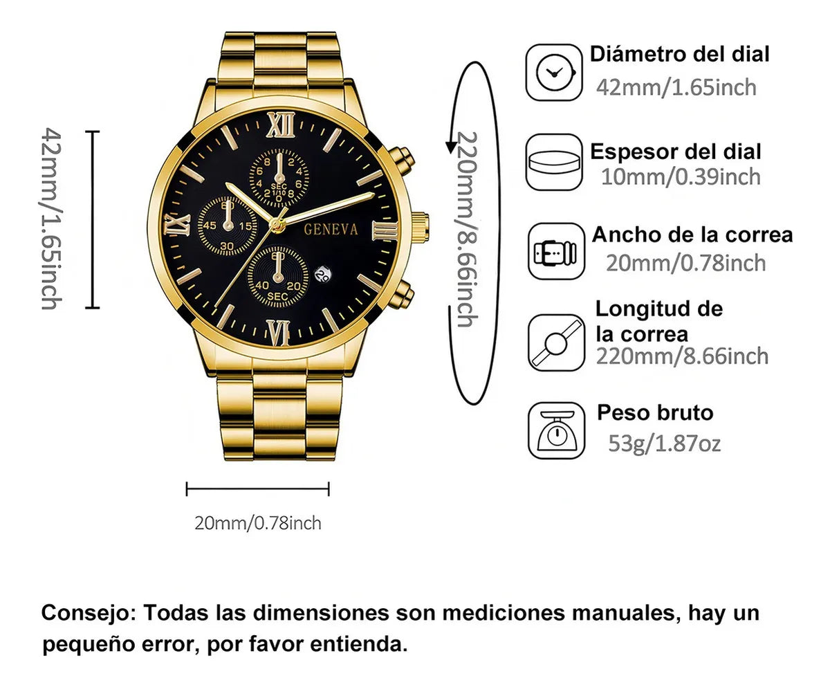 Combo 4 en 1 Elegancia Total: Reloj + Cadena + Pulsera + Anillo 💎