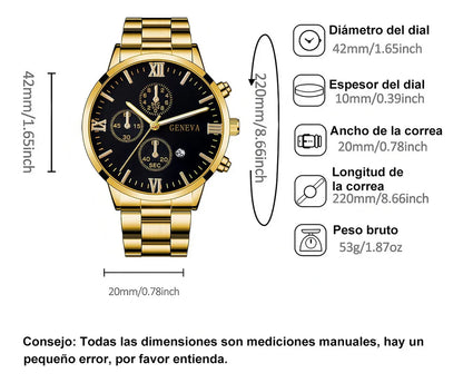 Combo 4 en 1 Elegancia Total: Reloj + Cadena + Pulsera + Anillo 💎