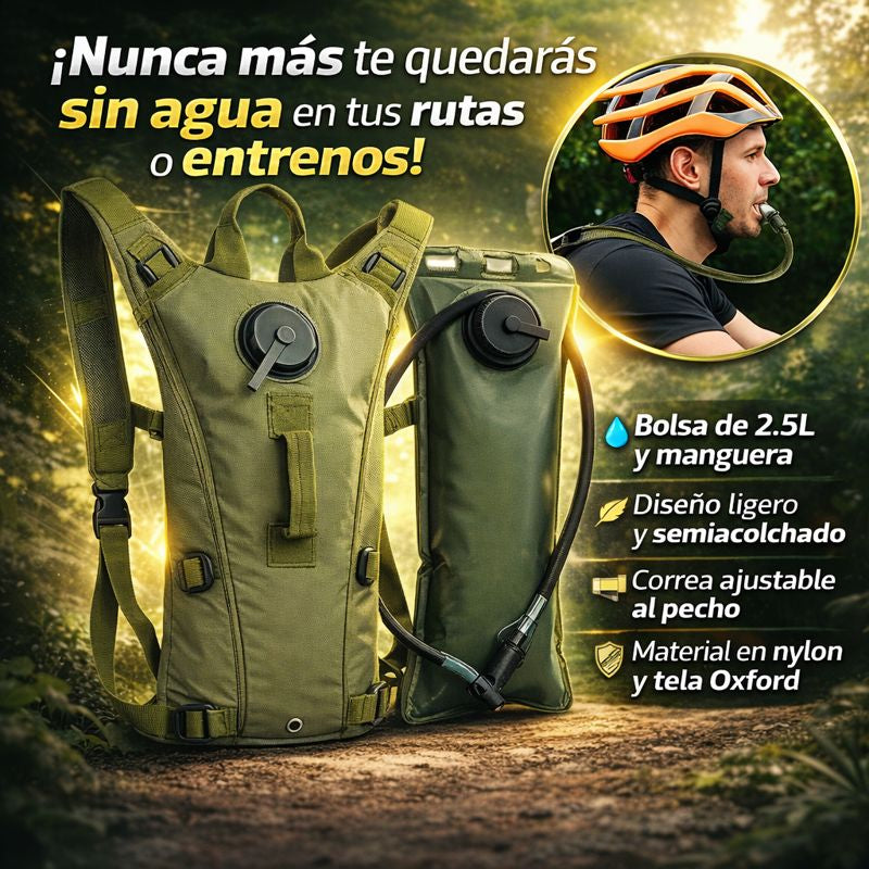 ¡Mantente hidratado sin parar! 💧 Morral Camel Back + Bolsa hidratante de 2.5 Litros 🎁