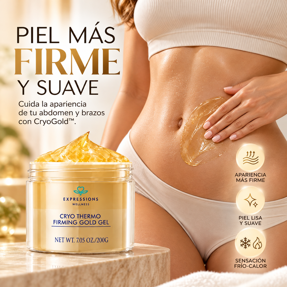 ✨ CRYOGOLD™: PIEL MÁS FIRME, MENOS FLACIDEZ VISIBLE 💛